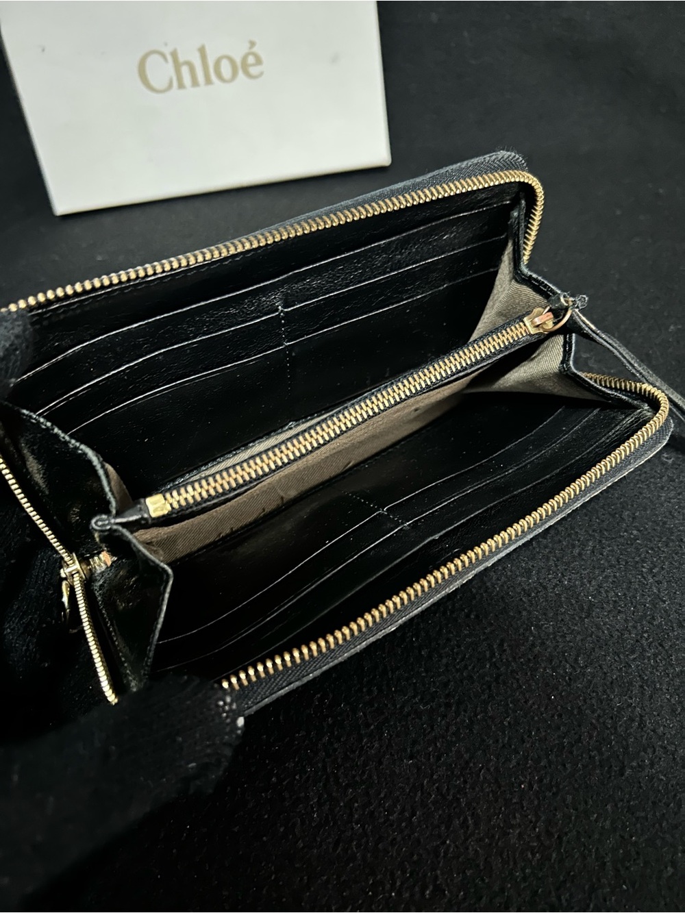 Chloé Beige Canvas and Black Leather Zip Wallet - Picture 5 of 9